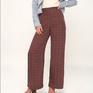 Lulus Pattern It Up Wine Print High-Waisted Pants